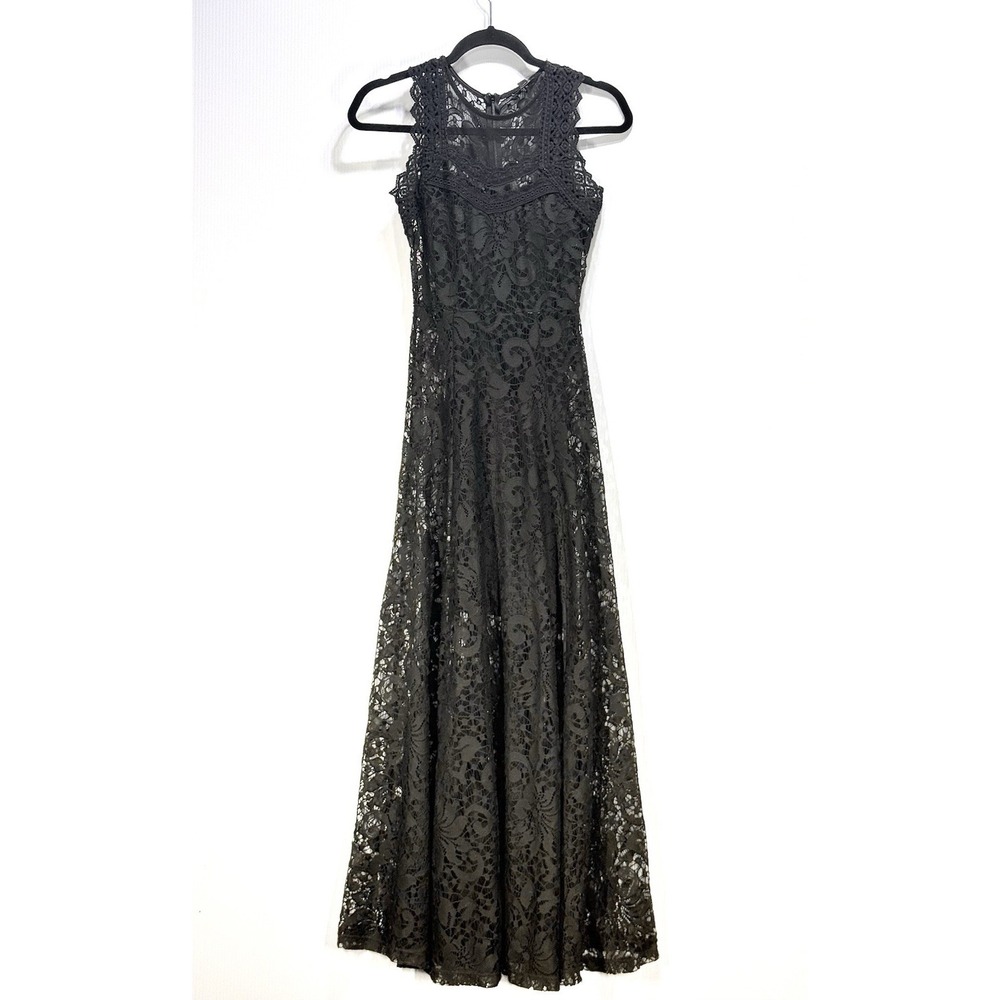 Guess SIze Small Black High Neck Sleeveless Maxi Long Dress Full Lace Gown